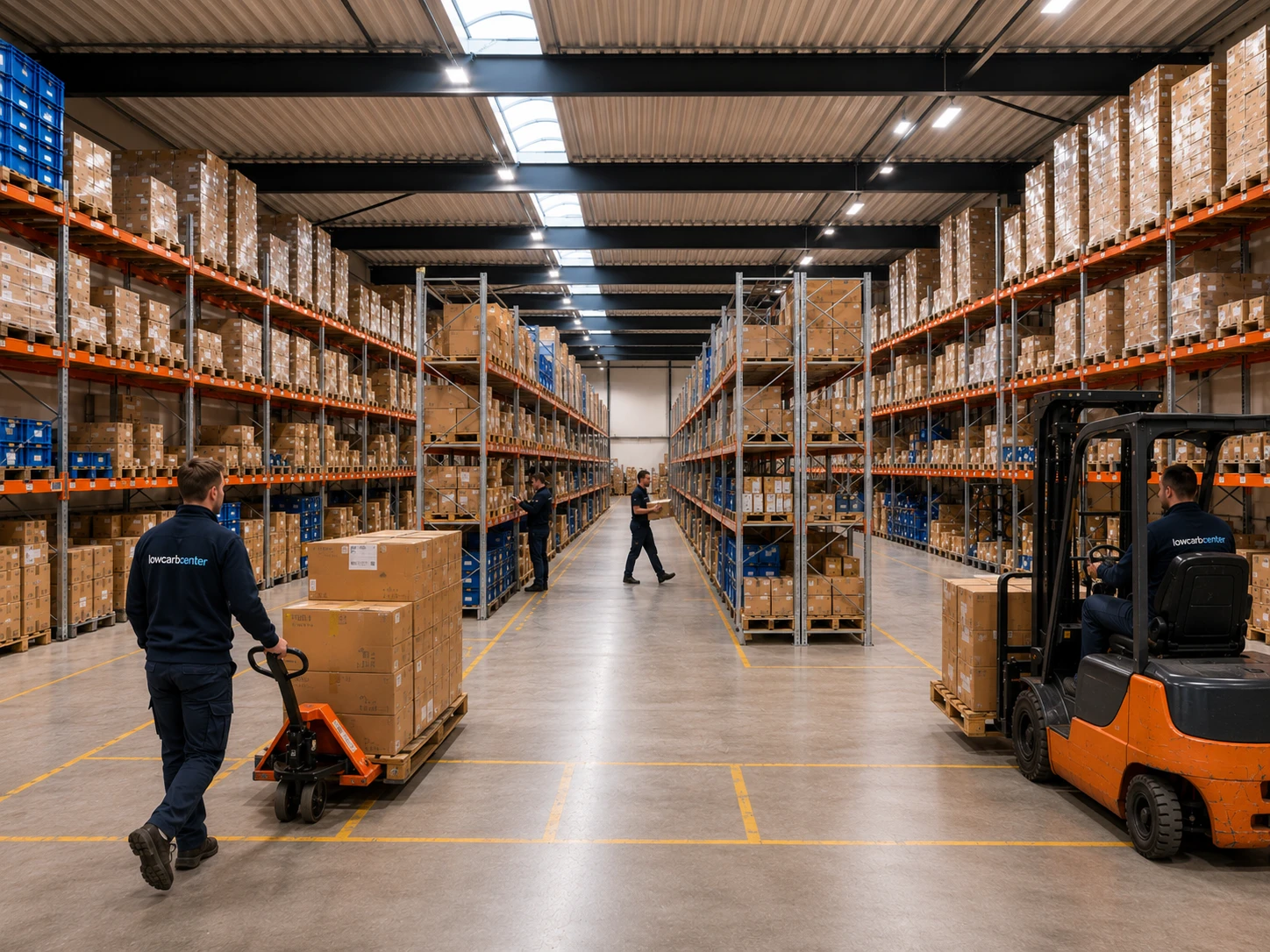 Medewerkers aan het werk in het magazijn van Lowcarbcenter in Alkmaar